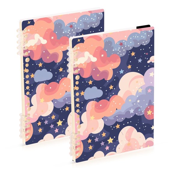 Dreamy Nebula Colorful Clouds Stars Notebook Detachable Coil Notebook Diary Plan Book A5 Size 60 Pages 1 Pack