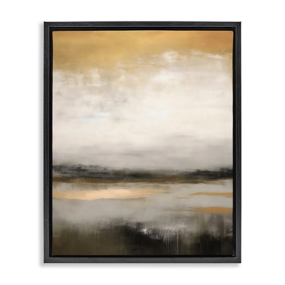 Stupell Industries Dreamy Neutral Abstract Landscape Black Framed Floater Canvas Wall Art, design by Creative Studio, 31 x 25