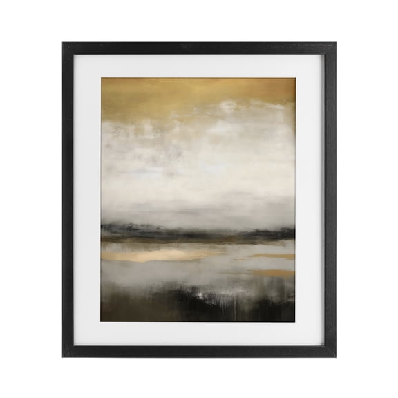 Stupell Industries Dreamy Neutral Abstract Landscape Black Framed Print Under Glass, design by Creative Studio, 16 x 13