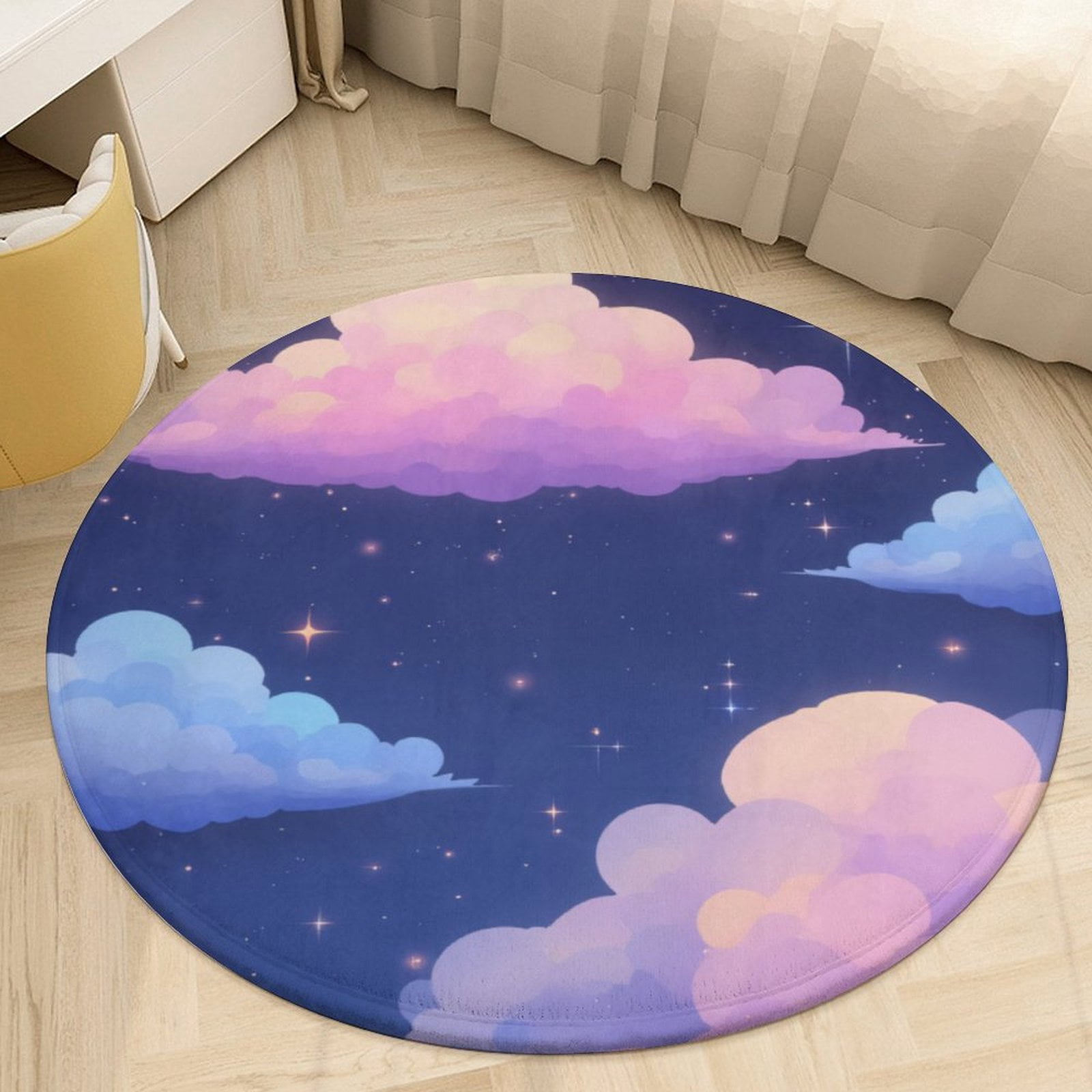 Dreamy Area Rug Dreamy Night Sky Clouds Round Area Rugs for Bedroom Living Room, 6FT ...