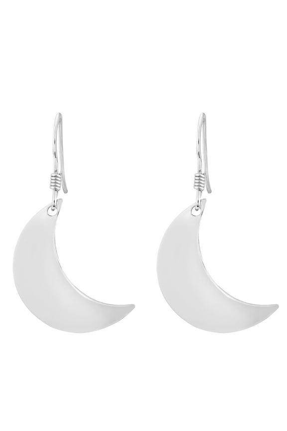 Dreamy Night Sky Crescent Moon Sterling Silver Dangle Earrings