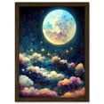 thumbnail image 1 of Dreamy Night Sky Moon Stars Colourful Clouds Kids Cute Artwork Framed Wall Art Print A4, 1 of 4