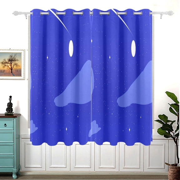 Dreamy Night Sky Thermal Blackout Curtains 63x55 Inch 2 Panels Grommet Window Drapes for Bedroom Living Room
