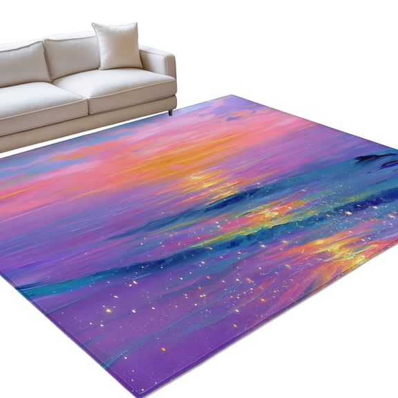 Dreamy Ocean Area Rugs 2.7x5ft Abstract Fantasy Sun Ocean Sky Washable Rug, Non Slip Indoor Carpet Absorbent Floor Mat for Living Room Bedroom Dining Room