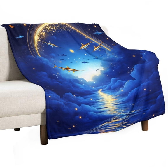 Dreamy Ocean Night Sky-1 Throw Blanket for Women, Men- Super Soft Plush Blanket Throw Fleece Blanket Animal Blanket