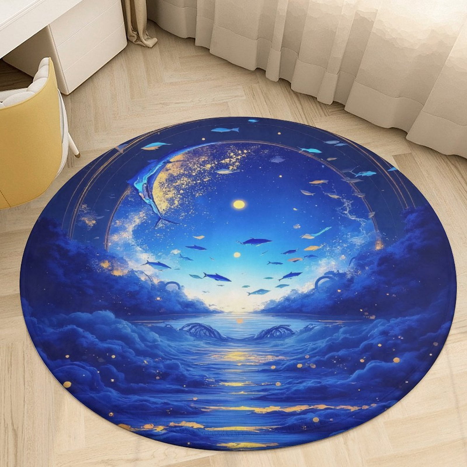 Dreamy Area Rug Dreamy Ocean Night Sky Round Area Rugs for Bedroom Living Room, 6FT ...