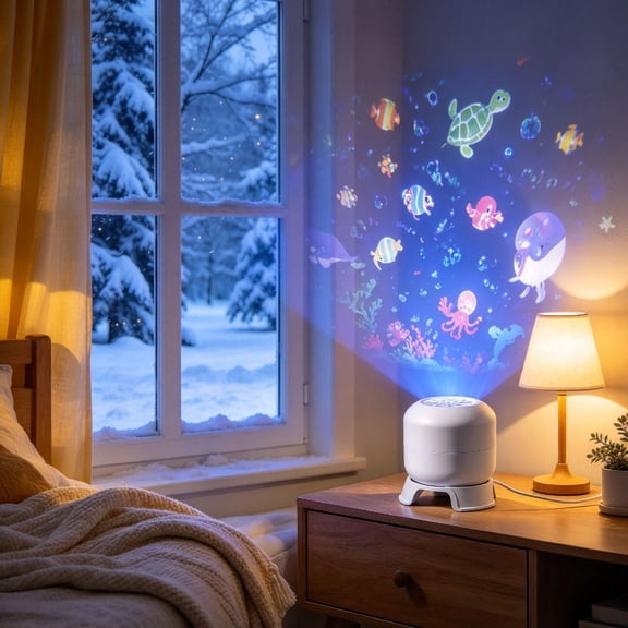 Dreamy Ocean Projector with Vivid Marine Life Visuals, Interactive Themed Night Light for Parent-child Bedtime Stories, Fun Educational Lamp for Kids Early Enlightenment
