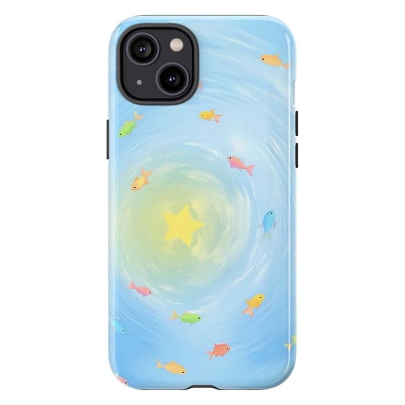 Dreamy Ocean Star Phone Case, Whimsical Colorful Fish Spiral iPhone Cover, Artistic Fantasy Sea-Themed Protective Case for iPhone 16 15 14 13 12 11 Pro Plus Mini