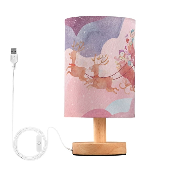 Dreamy Pastel Clouds Santa on Car Christmas Table Lamp with USB Port LED Warm Light Lamp Night Light Home Decor