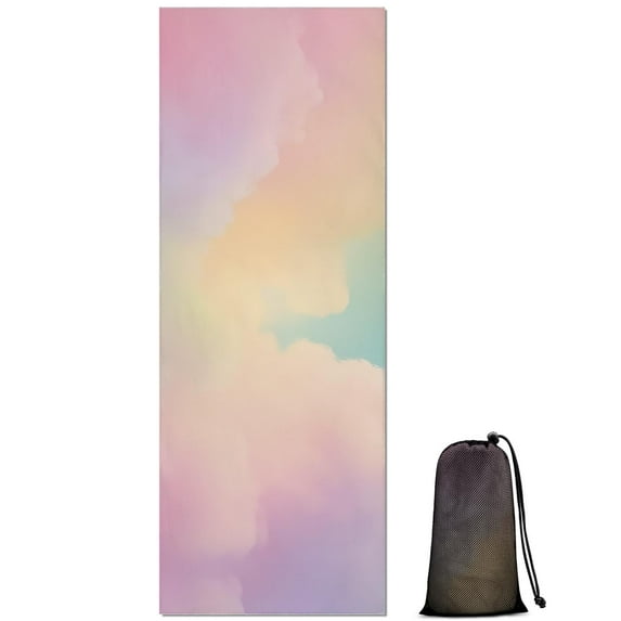 Dreamy Pastel Sky Hot Yoga Mat Towel Non Slip for Hot Yoga - Quick-Drying Yoga Mat Cover with 4 Corner Pockets with Travel Bag - Hot Yoga Towel Non Slip Grip Moisture Wicking Sweat 70"x26"