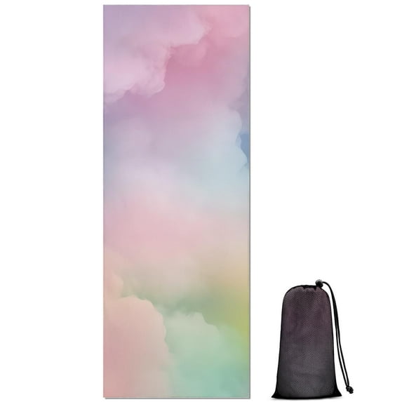 Dreamy Pastel Sky Hot Yoga Mat Towel Non Slip for Hot Yoga - Quick-Drying Yoga Mat Cover with 4 Corner Pockets with Travel Bag - Hot Yoga Towel Non Slip 74"x26"