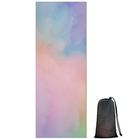 Dreamy Pastel Sky Hot Yoga Mat Towel Non Slip for Hot Yoga - Quick-Drying Yoga Mat Cover with 4 Corner Pockets with Travel Bag - Hot Yoga Towel Non Slip Grip Moisture Wicking Sweat 70"x26"