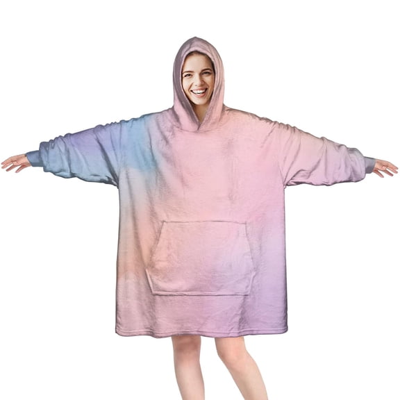 Dreamy Pastel Sky Wearable Oversized Blanket,Wearable Blanket Hoodie for Adults,Cozy Hooded Blankets with Super Pockets,Super Warm Fuzzy Pullover for Women & Men