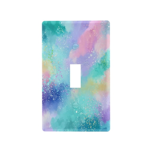 Dreamy Pastel Splatter Design Decorative Wall Plate, Flame Retardant PC Plastic Light Switch & Outlet Cover with Mounting Screws Fits Toggle Switch