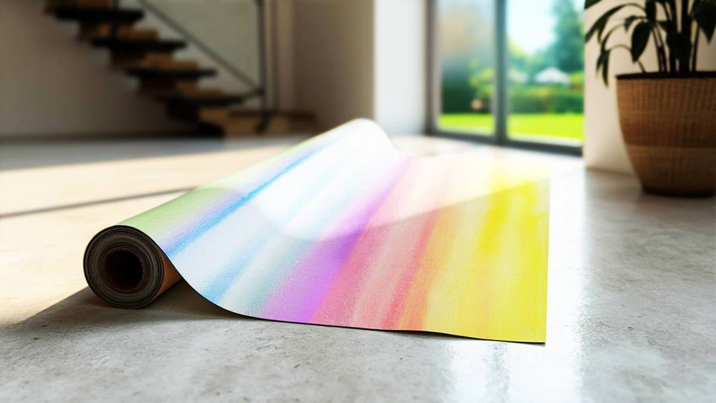 Dreamy Pastel Watercolor Vinyl Flooring Roll in Pro Slip Resistant Grade| Non-Slip, Peel & Stick Vinyl Flooring Waterproof Scratch Resistant - 50 in, 168 in