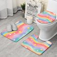 thumbnail image 1 of Dreamy Pastel Wave Pattern Bathroom Rugs Sets 3 Piece,Toilet Cover Set,Absorbent Non Slip Bathroom Mats Sets with U-Shaped Contour Rug Toilet Rug Set, 1 of 5