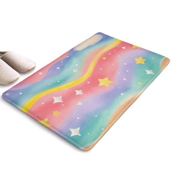 Dreamy Pastel Wave Pattern Flannel Non Slip Door Rugs,Washable Door Mats Indoor,Decorative Door Mats,Dirt-Resistant and Absorbent Doormat for Entrance,Bedroom,Kitchen,Bathroom,23.5x16in(60x40cm)