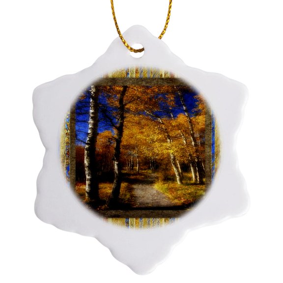 3drose, Dreamy Path, 3 inch Snowflake Porcelain Ornament