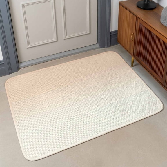 Dreamy Peach Front Door Mat Indoor Entrance, Pink and White Gradient Absorbent Dirt Resist Welcome Mats Non-Slip Low-Profile Doormat Washable Entry Rug Indoor Outdoor 17x30 Inch