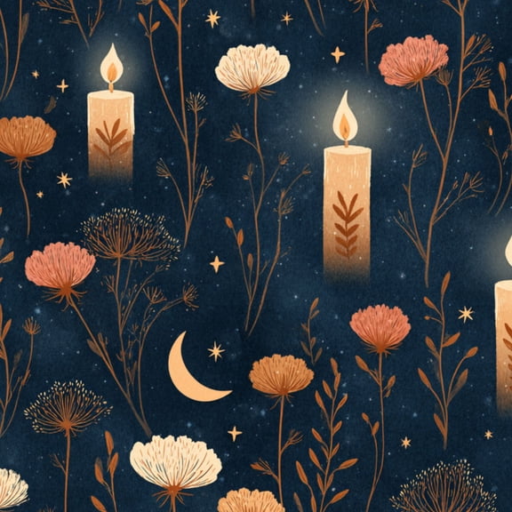 Dreamy Peel and Stick Wallpaper Whimsical Navy Glowing Candles Stars Wall Mural 23.6in x 9.8ft Self Adhesive Removable Wall Paper Renter Friendly Wallpaper for Bedroom Yoga Salon