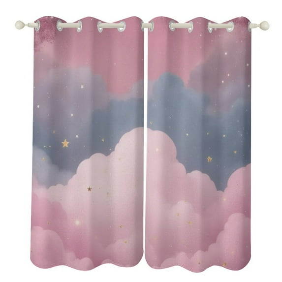 Dreamy Pink Clouds Sky Print Blackout Window Curtains for Bedroom Living Room Kicthen High Shading 2 Panels