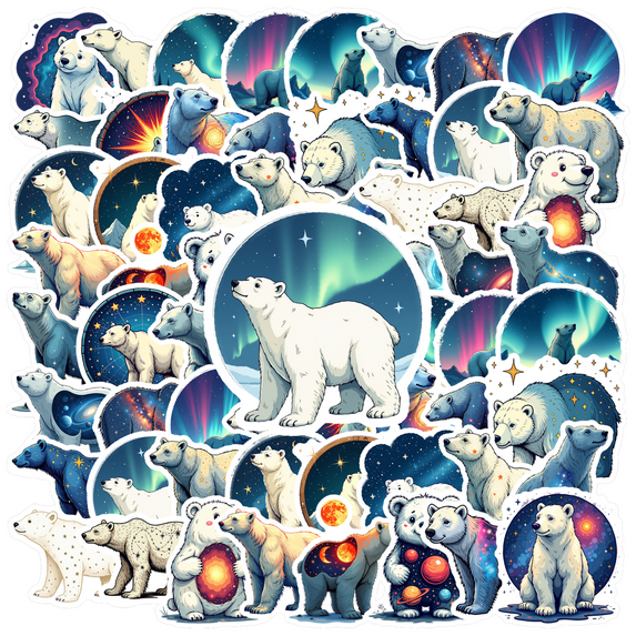Dreamy Polar Bear Theme Stickers, Waterproof Polar Bear Theme Sticker for Water Bottle Laptop Phone Cases Planner Skateboard Luggage Helmet Party Favor Decor, Ideal for Adults Teens Teacher Rewards