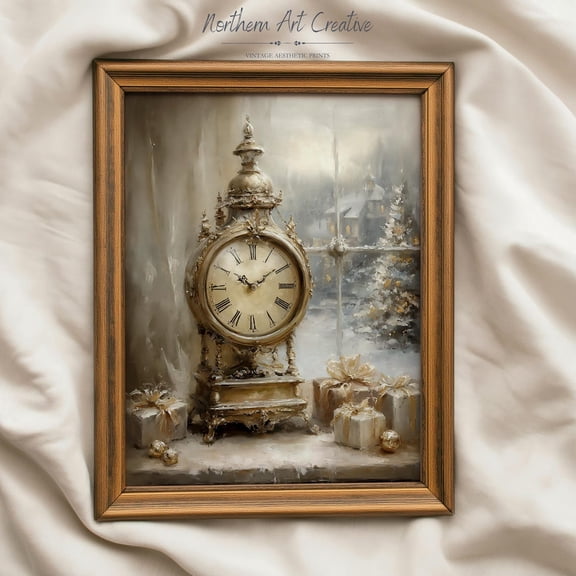 Dreamy Print, Antique Clock Wall Art (Able Print), Neutral Wall Decor Home Decor #2304, Unframed Canvas Size 24x36