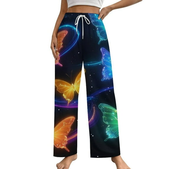 Dreamy Purple Butterfly Pattern (106)-1 Pajama Pants Breathable with Pockets Pajamas For Lady Vintage Sleeping Pants Bedroom Homewear