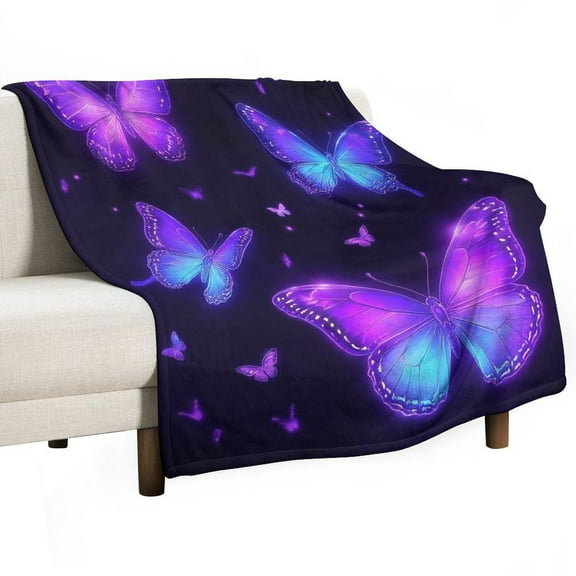 Dreamy Purple Butterfly Pattern (28)-1 Throw Blanket for Women, Men - Super Soft Plush Blanket Throw Fleece Blanket Animal Blanket
