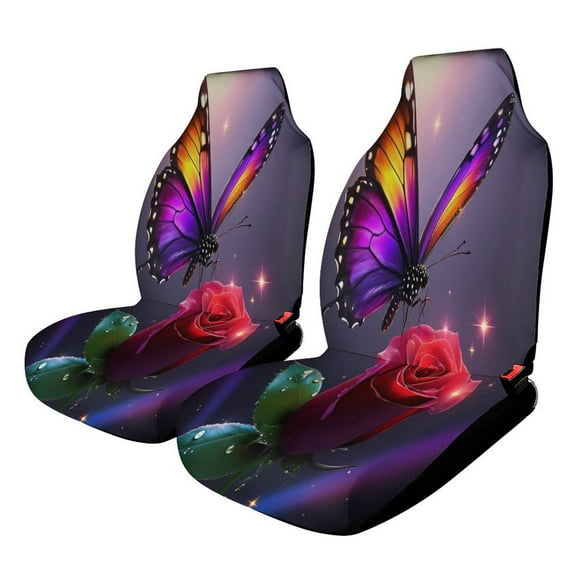 Dreamy Purple Butterfly Pattern (36)-1 Car Seat Covers,Universal Auto Front Seats Protector Fits for Car,SUV Sedan,Truck