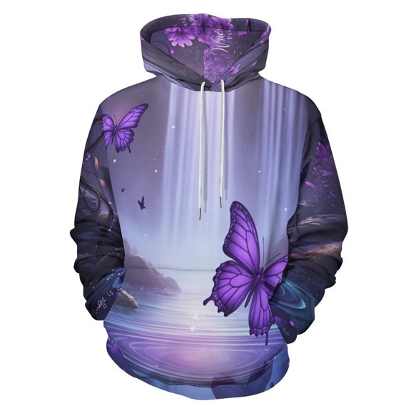 Dreamy Purple Butterfly Pattern 3D Print Hoodie Men Women Autumn Thin Pullover Sweatshirt Vintage Streetwear Tops
