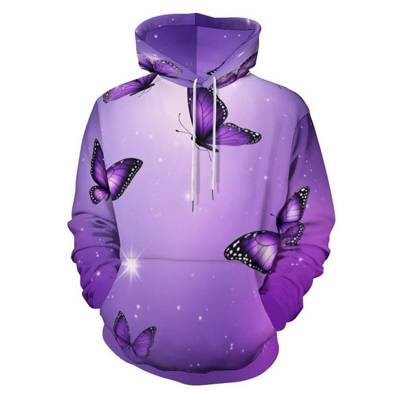 Dreamy Purple Butterfly Pattern 3d Sweatshirts Hoodie Fashion Casual Personality Men's Women Street Hoodie Pullovers Long Sleeve Comfortable Top