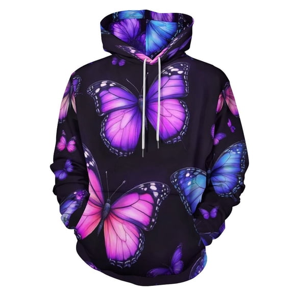 Dreamy Purple Butterfly Pattern (50)-1 3D Print Hoodie Men Women Autumn Thin Pullover Sweatshirt Vintage Streetwear Tops