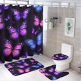 thumbnail image 1 of Dreamy Purple Butterfly Pattern (50)-1 Shower Curtain Set Modern Bathroom Decor Mats 4pcs Fabric Bathroom Curtain Slip Floor Rug Toilet Lid, 1 of 6