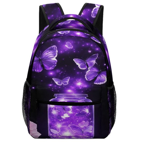 Dreamy Purple Butterfly Pattern (53)-1 Backpack Durable Laptop Canvas BagsBusiness Daypack for Men Women