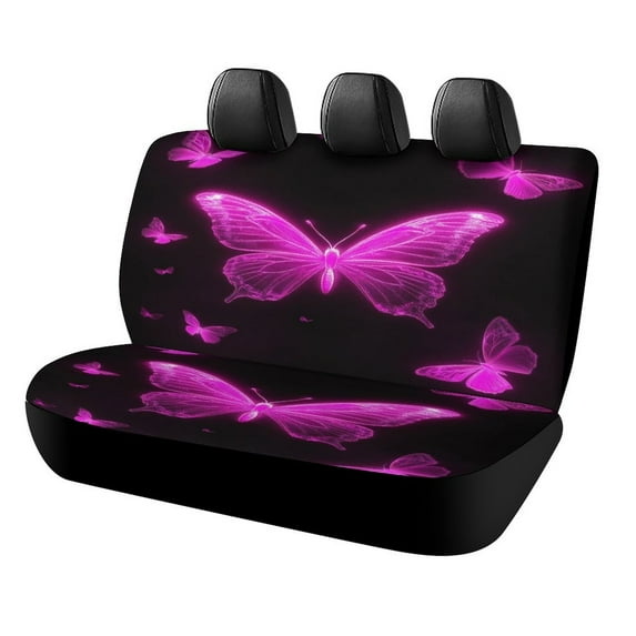Dreamy Purple Butterfly Pattern (58)-2 Car Rear Seat Cover, Suitable for Automobiles SUV、 General Motors Back Seat Protectors for Cars, Trucks