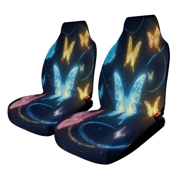 Dreamy Purple Butterfly Pattern (68)-1 Set of 2Pcs Car Seat Covers Easy Clean Automobile Seat Protector Car Interior Accessories
