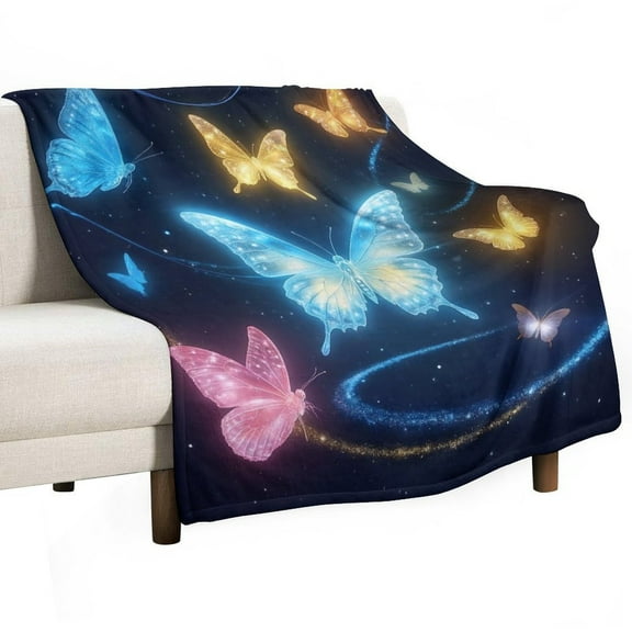 Dreamy Purple Butterfly Pattern (68)-1 Soft Print Blanket Throw Blankets Warm Cozy Lightweight Couch Blanket Stuff Gifts for Women Mom Teens