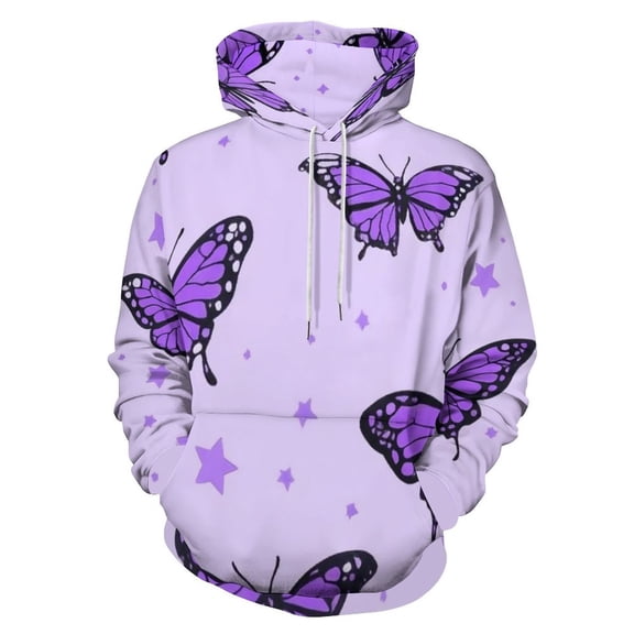 Dreamy Purple Butterfly Pattern (75)-1 Men's Women Vintage 3D Hooded Sweatshirt - All-Season Loose Fit Streetwear