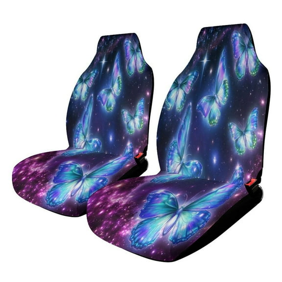Dreamy Purple Butterfly Pattern (79)-2 Car Seat Covers Car Accessories Pack of 2 Universal Front Seat Protective Cover