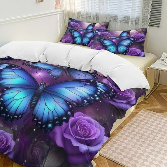 Dreamy Purple Butterfly Pattern (96)-1 Bedding Set Duvet Cover Couple Bedclothes Pillowcase Customized Home Textiles Bed Set for Full Size
