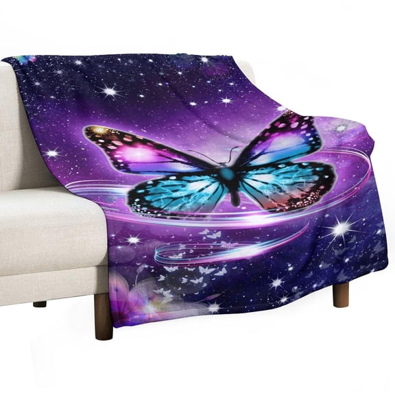 Dreamy Purple Butterfly Pattern Blanket for Bed Throw Blanket for Women, Men Super Soft Plush Blanket Throw, Print Blanket