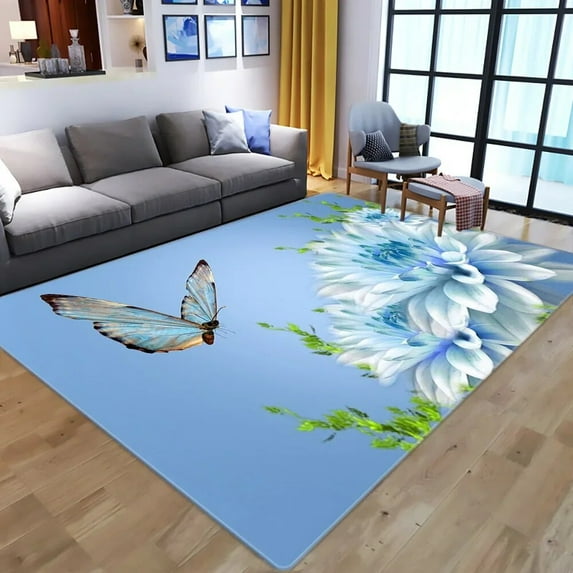 Dreamy Purple Butterfly Pattern Carpets for Living Room Bedroom Area Rugs Child Room Play Rug Cartoon 3D Printing Kids Game Mats