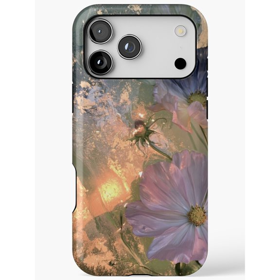Dreamy Purple Cosmos Floral Tough Case for Apple iPhone, Polycarbonate and TPU