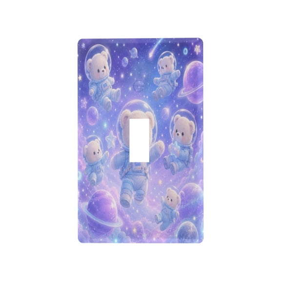Dreamy Space Teddy Bears Decorative Wall Plate, Flame Retardant PC Plastic Light Switch & Outlet Cover with Mounting Screws Fits Toggle Switch