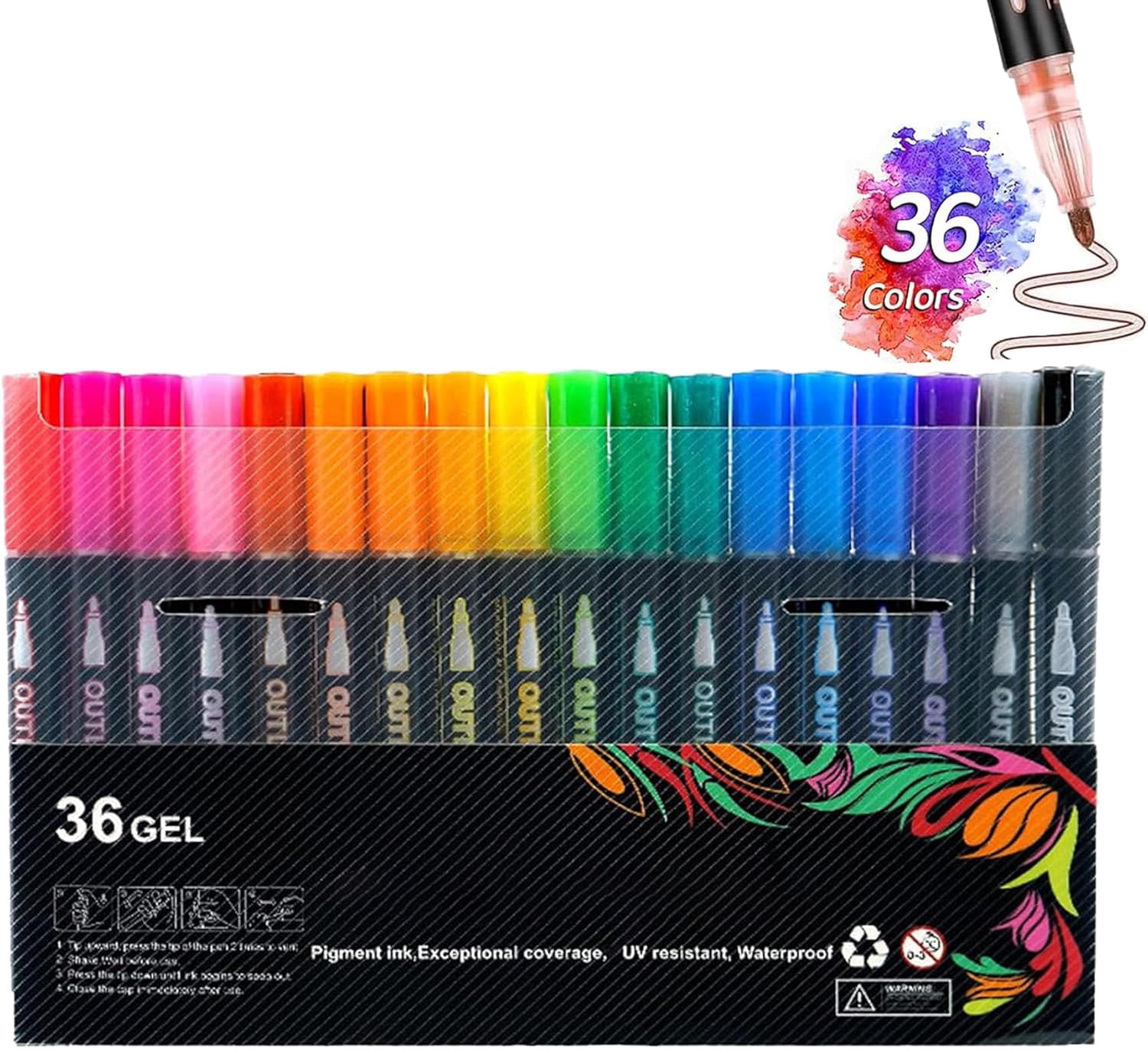 Dreamy Sparkle Dual Line Contour Pen, 36 Colors Metallic Edge Marker for DIY Crafts, Card Making, Journaling(DSF)