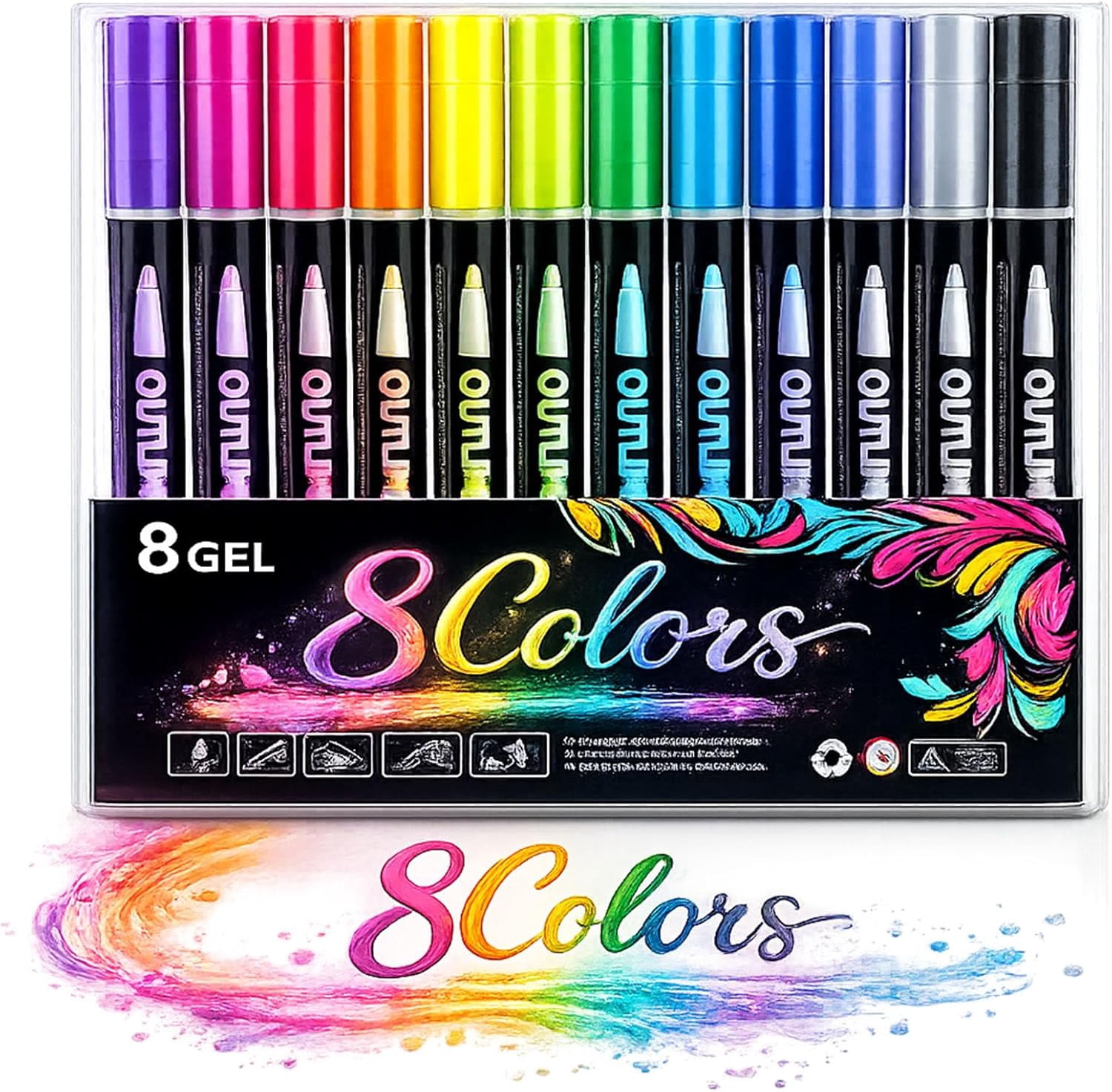 Dreamy Sparkle Dual-Line Contour Pen,8/12/24/36/48/60 Colors Outline Marker,0.08-0.12in Precision Tip,Quick-Dry Ink for Drawing,Coloring & DIY Crafts