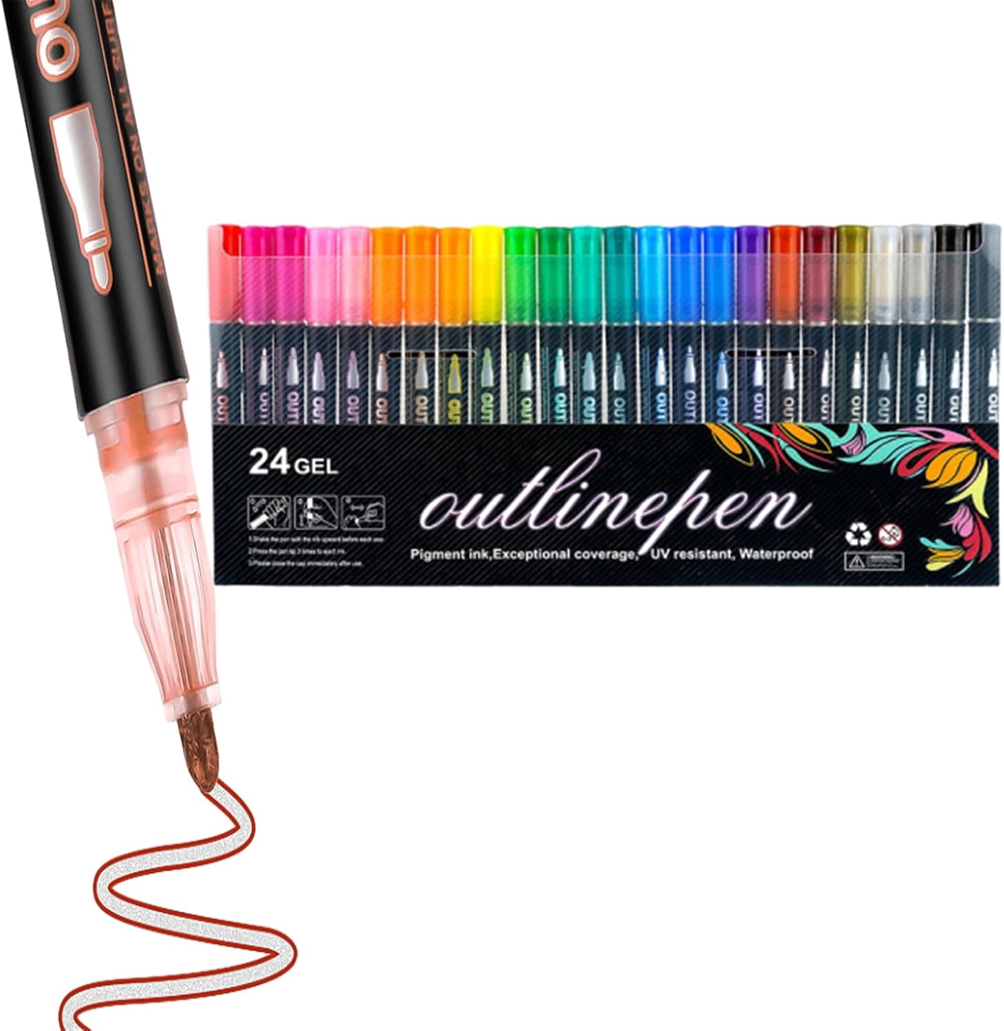 Dreamy Sparkle Dual-Line Contour Pen – Self-Outlining Metallic Marker with Bright Glitter Colors for Artistic Drawing, Journaling & Creative Lettering