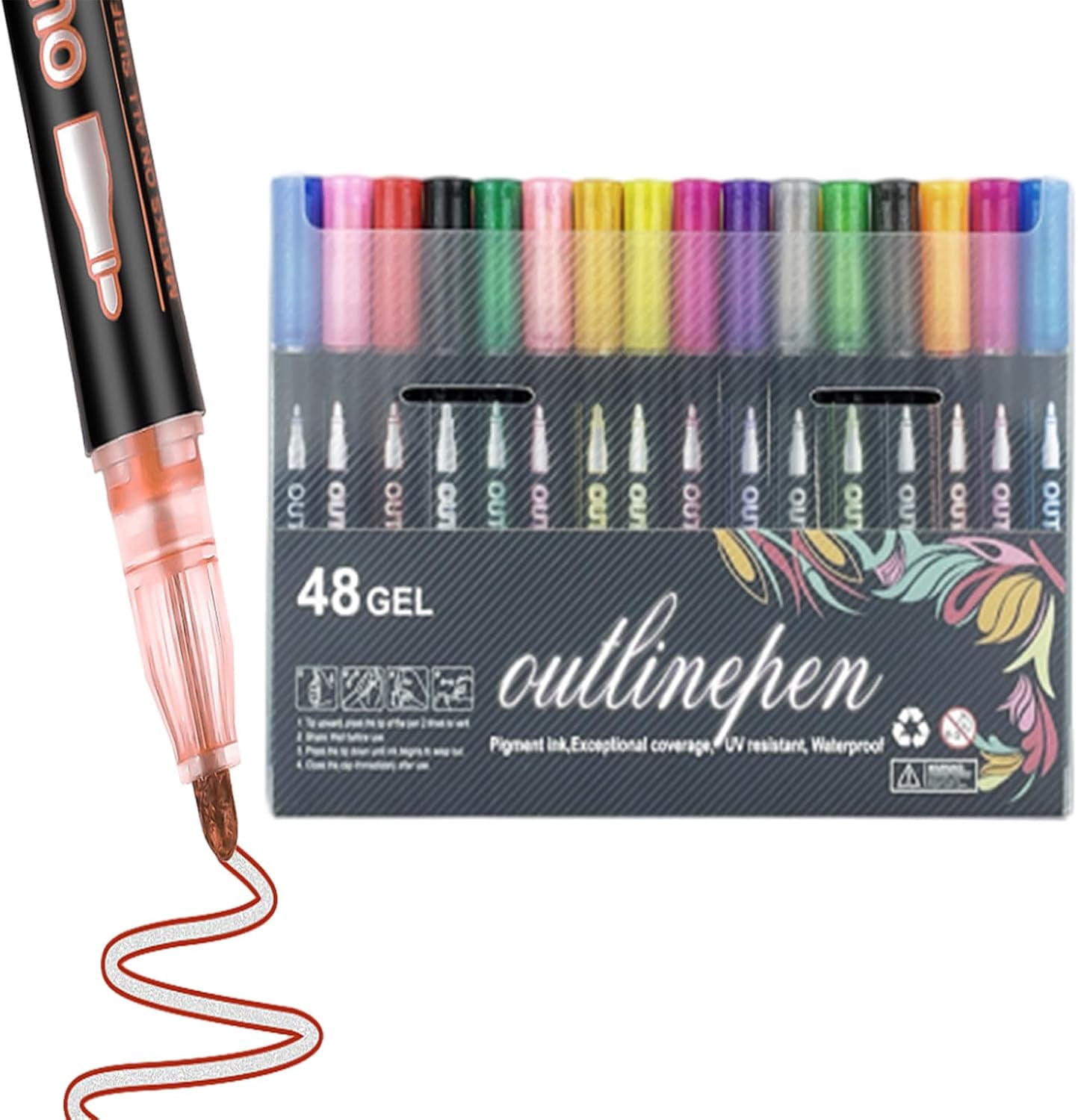 Dreamy Sparkle Dual-Line Contour Pen – Self-Outlining Metallic Marker with Bright Glitter Colors for Artistic Drawing, Journaling & Creative Lettering