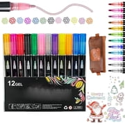 Dreamy Sparkle Dual Pen, Double Line Super Squiggles Metallic Glitter Pens, Quick-Dry Ink Dual-Line Contour Pen for Coloring, Drawing